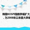 韩国KOSPI指数跌幅扩大至10%，为2008年以来最大跌幅