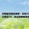 日韩股市继续暴跌：日经225指数已跌近7%，东证指数触发熔断机制