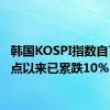 韩国KOSPI指数自7月高点以来已累跌10%