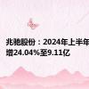 兆驰股份：2024年上半年净利润增24.04%至9.11亿