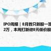 IPO周报｜8月首只新股一签浮盈超2万，本周打新迎8元低价股