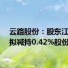 云路股份：股东江志俊拟减持0.42%股份