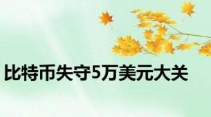 比特币失守5万美元大关