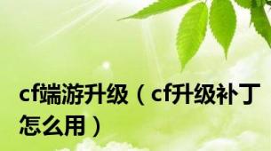 cf端游升级（cf升级补丁怎么用）