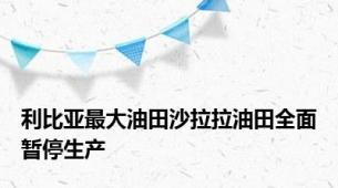 利比亚最大油田沙拉拉油田全面暂停生产