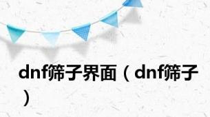 dnf筛子界面（dnf筛子）