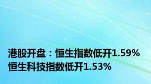 港股开盘：恒生指数低开1.59% 恒生科技指数低开1.53%