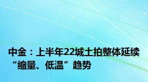 中金：上半年22城土拍整体延续“缩量、低温”趋势