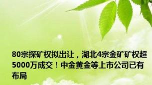 80宗探矿权拟出让，湖北4宗金矿矿权超5000万成交！中金黄金等上市公司已有布局