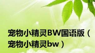 宠物小精灵BW国语版（宠物小精灵bw）