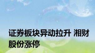 证券板块异动拉升 湘财股份涨停