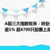 A股三大指数收涨：创业板指涨逾1% 超4700只股票上涨