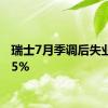 瑞士7月季调后失业率2.5%