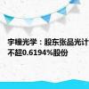 宇瞳光学：股东张品光计划减持不超0.6194%股份