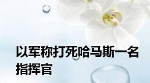 以军称打死哈马斯一名指挥官