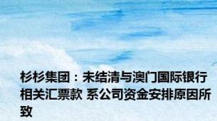 杉杉集团：未结清与澳门国际银行相关汇票款 系公司资金安排原因所致