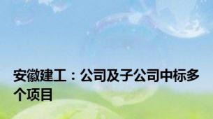 安徽建工：公司及子公司中标多个项目