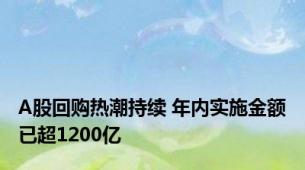 A股回购热潮持续 年内实施金额已超1200亿