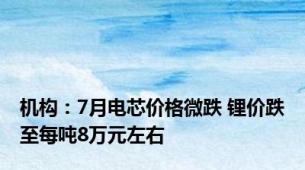 机构：7月电芯价格微跌 锂价跌至每吨8万元左右