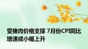 受猪肉价格支撑 7月份CPI同比增速或小幅上升