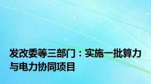 发改委等三部门：实施一批算力与电力协同项目