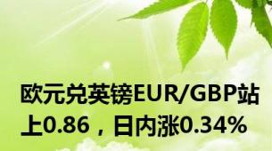 欧元兑英镑EUR/GBP站上0.86，日内涨0.34%