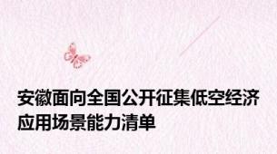 安徽面向全国公开征集低空经济应用场景能力清单