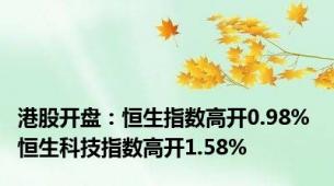 港股开盘：恒生指数高开0.98% 恒生科技指数高开1.58%