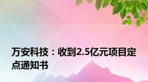 万安科技：收到2.5亿元项目定点通知书