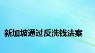 新加坡通过反洗钱法案