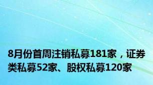 8月份首周注销私募181家，证券类私募52家、股权私募120家