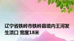 辽宁省铁岭市铁岭县境内王河发生溃口 宽度18米