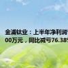 金浦钛业：上半年净利润亏损7800万元，同比减亏76.38%