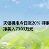 天银机电今日涨20% 呼家楼席位净买入7103万元