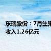 东瑞股份：7月生猪销售收入1.26亿元