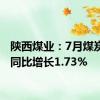 陕西煤业：7月煤炭产量同比增长1.73%