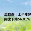 思特奇：上半年净利润同比下降56.01%