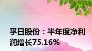 孚日股份：半年度净利润增长75.16%