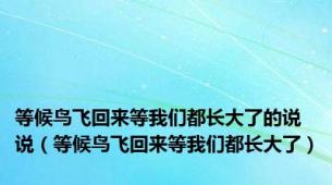 等候鸟飞回来等我们都长大了的说说（等候鸟飞回来等我们都长大了）