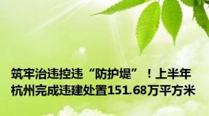 筑牢治违控违“防护堤”！上半年杭州完成违建处置151.68万平方米