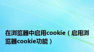 在浏览器中启用cookie（启用浏览器cookie功能）