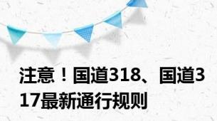 注意！国道318、国道317最新通行规则