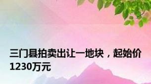 三门县拍卖出让一地块，起始价1230万元