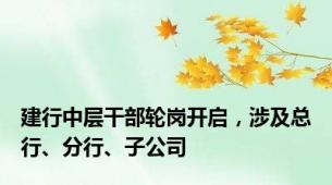 建行中层干部轮岗开启，涉及总行、分行、子公司