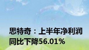 思特奇：上半年净利润同比下降56.01%