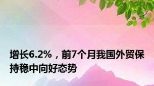 增长6.2%，前7个月我国外贸保持稳中向好态势