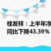 桂发祥：上半年净利润同比下降43.39%