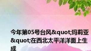 今年第05号台风"玛莉亚"在西北太平洋洋面上生成