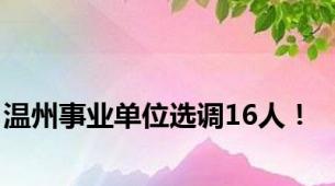 温州事业单位选调16人！