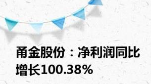 甬金股份：净利润同比增长100.38%